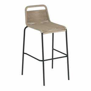 Béžová barová židle s ocelovou konstrukcí Kave Home Glenville