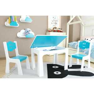 bHome Dětský stůl s úložným prostorem a židlemi Mráček - modrý DSBH0619