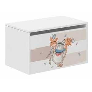 Wood Dětský box na hračky 69 x 40 x 40 cm - Medvídek lovec