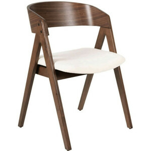 Ořechová dřevěná jídelní židle Somcasa Rina s béžovým sedákem