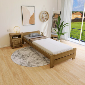 Maxi Postel z masivu Evropa 90 x 200 cm - barva Dub + matrace Vitality ROŠT ZDARMA