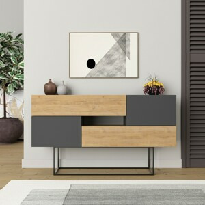 Komoda Houseland EROS 145 cm dub safírový/antracit