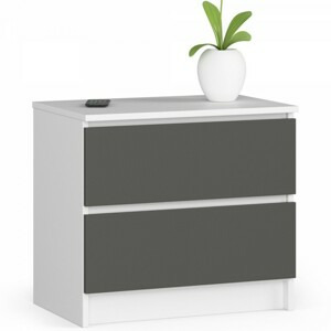 Ak furniture Komoda Kuba 60 cm - 2 šuplíky bílá/grafitová