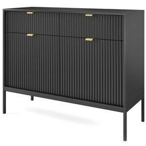 Piaski Komoda Nova 104 cm se zásuvkami černá/černý rám