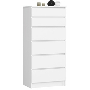 Ak furniture Komoda Kuba 60 cm - 6 šuplíků bílá