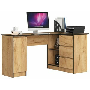 Ak furniture Rohový psací stůl B20 155 cm dub craft zlatý pravý