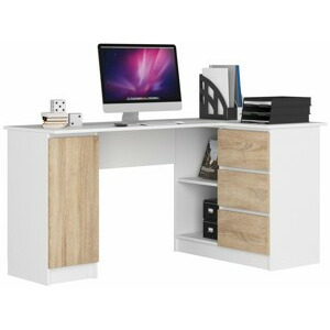 Ak furniture Rohový psací stůl B20 155 cm bílý/dub sonoma pravý